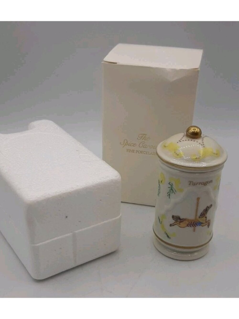 VTG Lenox Fine Porcelain Spice Rack Carousel Replacement Tarragon Jar w/Lid Box